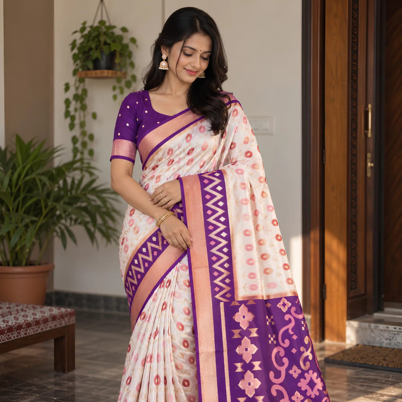 Pure handloom Chanderi Saree With Blouse Pice