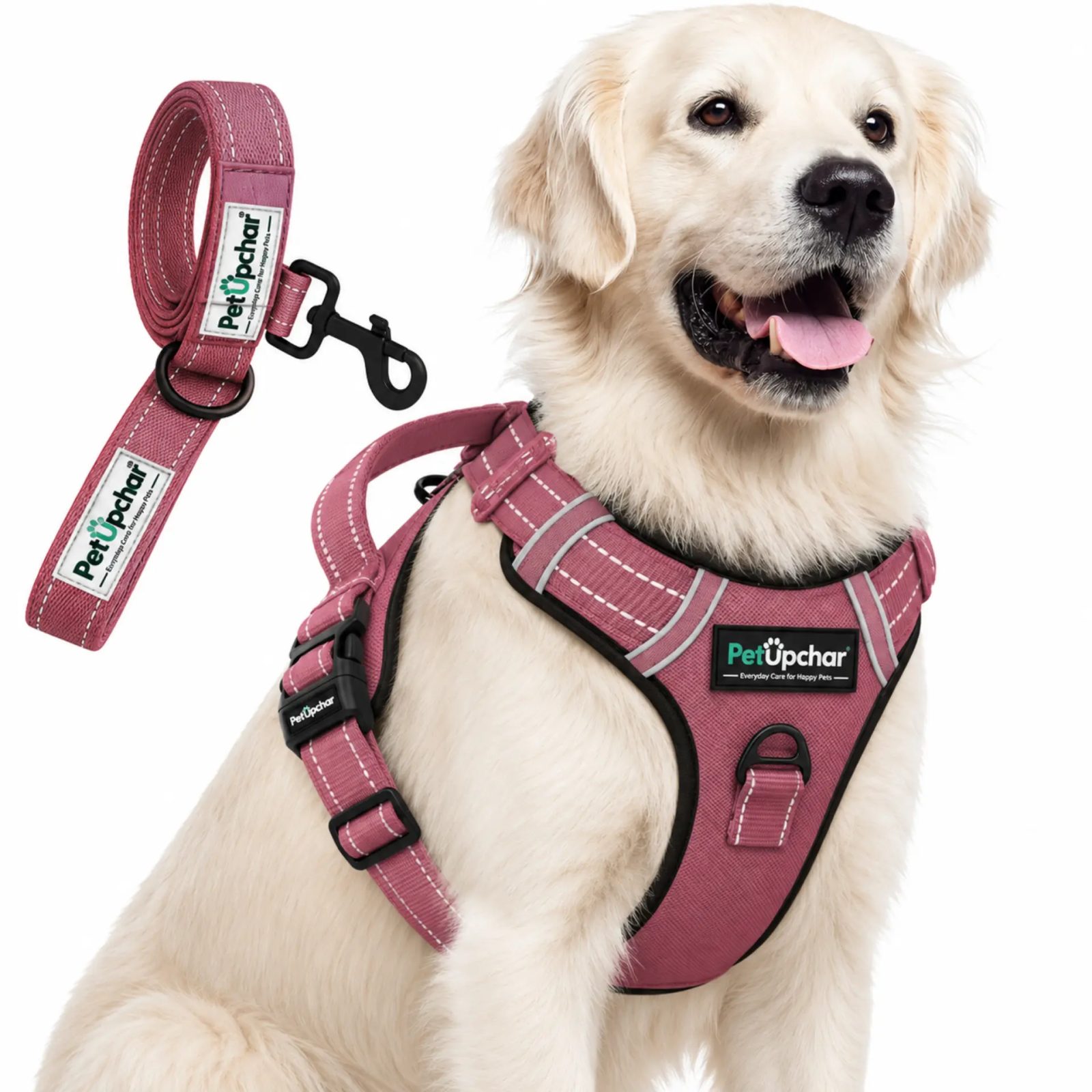 PetUpchar Premium Reflective Dog Vest Harness with Free Leash, 22mm Chest 28-37 Inch, for Giant Breeds 35-60 Kg